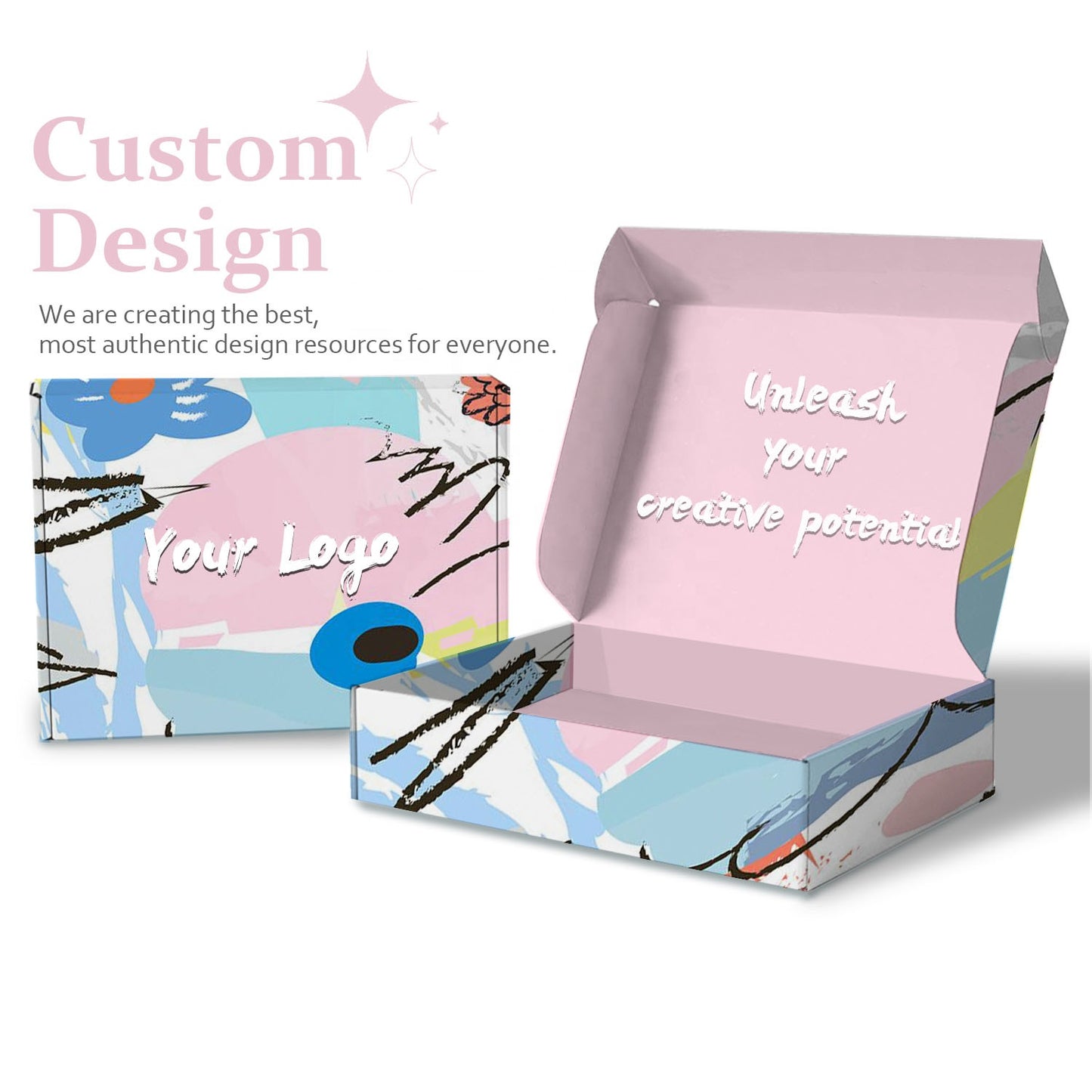 Customize Your Own Box For Product Printed Colour Flat pack Packaging Box for Small Business Corrugated Die Cut Blue Box Mailers