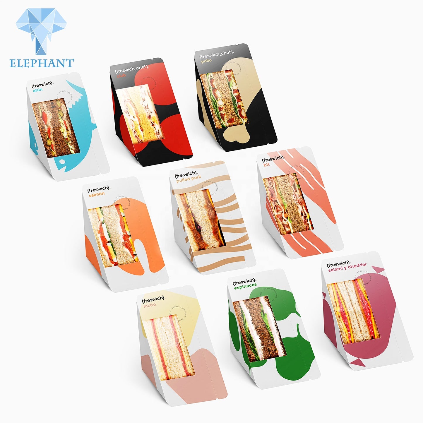 Custom Food Grade Hamburger Bakery Bread Paper Triangle Packaging Sandwich Box
