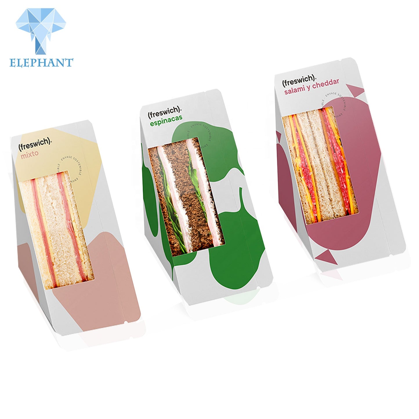 Custom Food Grade Hamburger Bakery Bread Paper Triangle Packaging Sandwich Box