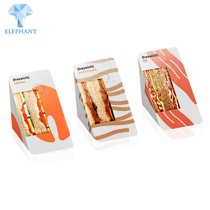 Custom Food Grade Hamburger Bakery Bread Paper Triangle Packaging Sandwich Box